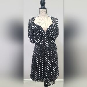 Selfie Leslie Black Dress with White Polka Dots